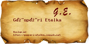 Gáspári Etelka névjegykártya